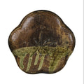 Japanese Oribe Ceramic Small Plate Kozara Pottery Green Brown Plum Blossom Y568