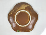 Japanese Oribe Ceramic Small Plate Kozara Pottery Green Brown Plum Blossom Y569