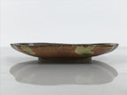 Japanese Oribe Ceramic Small Plate Kozara Pottery Green Brown Plum Blossom Y569