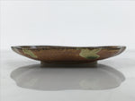 Japanese Oribe Ceramic Small Plate Kozara Pottery Green Brown Plum Blossom Y569