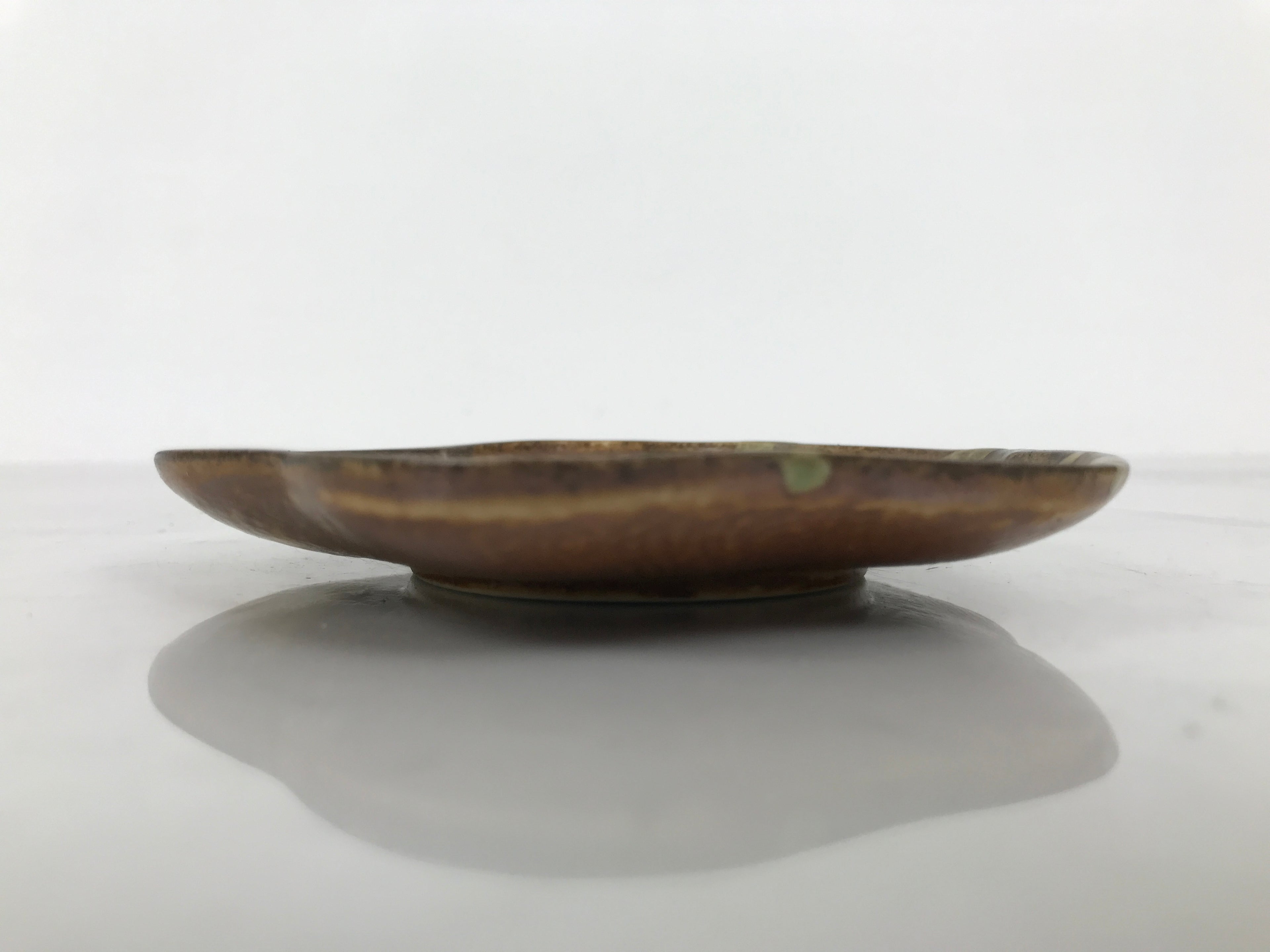 Japanese Oribe Ceramic Small Plate Kozara Pottery Green Brown Plum Blossom Y570