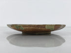 Japanese Oribe Ceramic Small Plate Kozara Pottery Green Brown Plum Blossom Y571