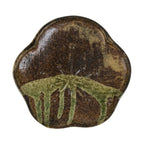 Japanese Oribe Ceramic Small Plate Kozara Pottery Green Brown Plum Blossom Y571