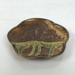 Japanese Oribe Ceramic Small Plate Kozara Pottery Green Brown Plum Blossom Y572