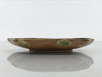 Japanese Oribe Ceramic Small Plate Kozara Pottery Green Brown Plum Blossom Y572