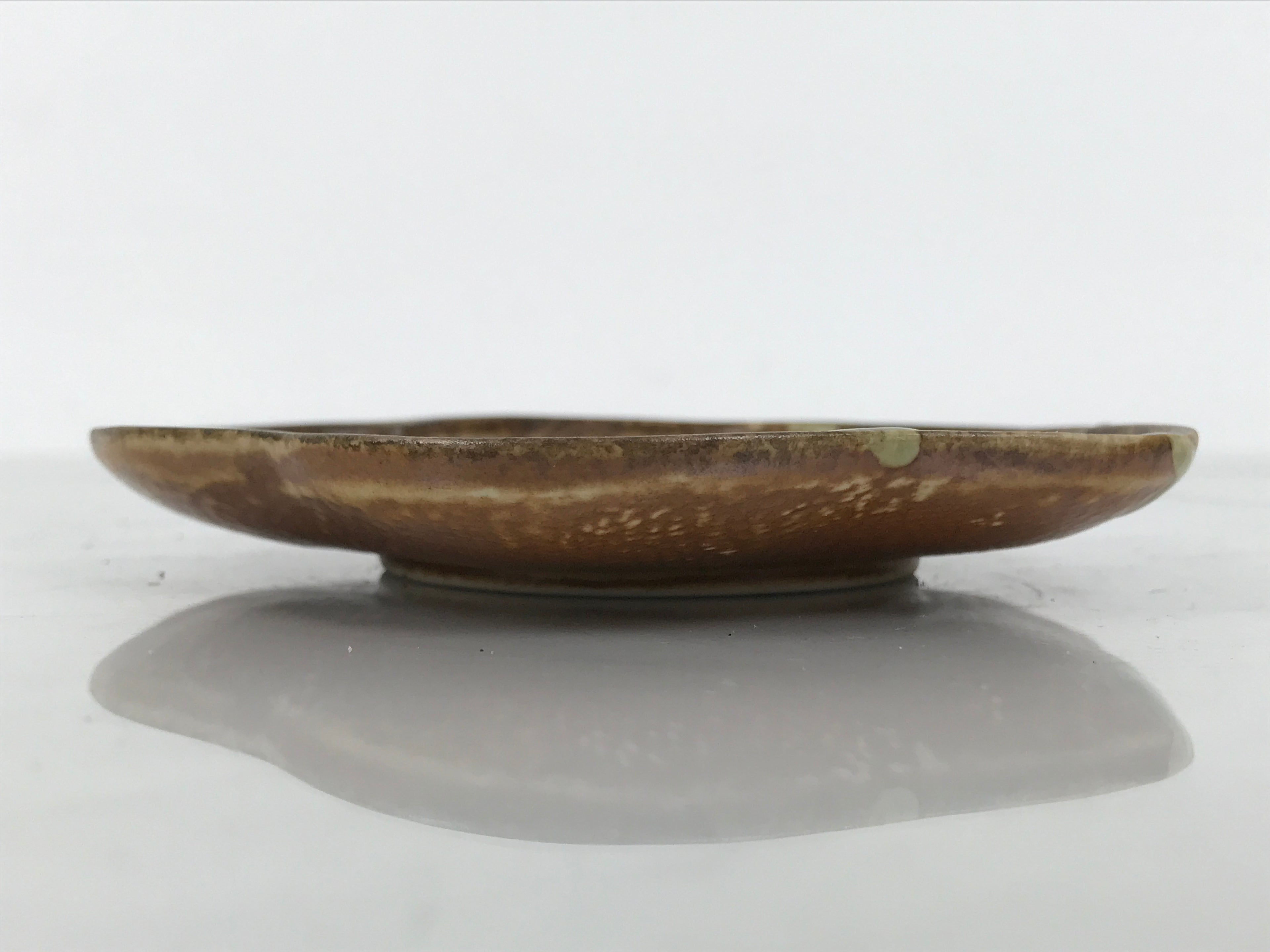 Japanese Oribe Ceramic Small Plate Kozara Pottery Green Brown Plum Blossom Y572