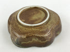 Japanese Oribe Ceramic Snack Bowl Vtg Kashiki Pottery Plum Blossom Brown PY441