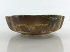 Japanese Oribe Ceramic Snack Bowl Vtg Kashiki Pottery Plum Blossom Brown PY441