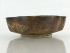 Japanese Oribe Ceramic Snack Bowl Vtg Kashiki Pottery Plum Blossom Brown PY441