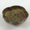 Japanese Oribe Ceramic Snack Bowl Vtg Kashiki Pottery Plum Blossom Brown PY441