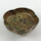 Japanese Oribe Ceramic Snack Bowl Vtg Kashiki Pottery Plum Blossom Brown PY441