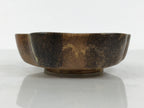 Japanese Oribe Ceramic Snack Bowl Vtg Kashiki Pottery Plum Blossom Brown Y573