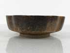 Japanese Oribe Ceramic Snack Bowl Vtg Kashiki Pottery Plum Blossom Brown Y573