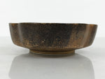 Japanese Oribe Ceramic Snack Bowl Vtg Kashiki Pottery Plum Blossom Brown Y573
