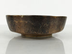 Japanese Oribe Ceramic Snack Bowl Vtg Kashiki Pottery Plum Blossom Brown Y573