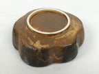 Japanese Oribe Ceramic Snack Bowl Vtg Kashiki Pottery Plum Blossom Brown Y573
