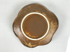 Japanese Oribe Ceramic Snack Bowl Vtg Kashiki Pottery Plum Blossom Brown Y573