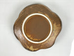 Japanese Oribe Ceramic Snack Bowl Vtg Kashiki Pottery Plum Blossom Brown Y573