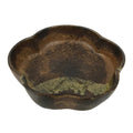 Japanese Oribe Ceramic Snack Bowl Vtg Kashiki Pottery Plum Blossom Brown Y573