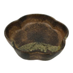 Japanese Oribe Ceramic Snack Bowl Vtg Kashiki Pottery Plum Blossom Brown Y573