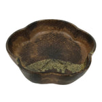 Japanese Oribe Ceramic Snack Bowl Vtg Kashiki Pottery Plum Blossom Brown Y573