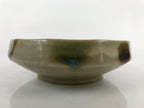 Japanese Oribe Ware Ceramic Bowl Kobachi Vtg Side Dish Beige Green Brown PY989