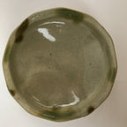 Japanese Oribe Ware Ceramic Bowl Kobachi Vtg Side Dish Beige Green Brown PY989