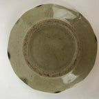 Japanese Oribe Ware Ceramic Bowl Kobachi Vtg Side Dish Beige Green Brown PY989