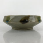 Japanese Oribe Ware Ceramic Bowl Kobachi Vtg Side Dish Beige Green Brown PY990