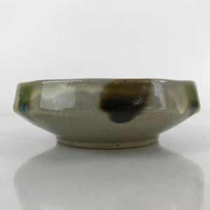 Japanese Oribe Ware Ceramic Bowl Kobachi Vtg Side Dish Beige Green Brown PY990