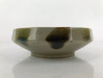 Japanese Oribe Ware Ceramic Bowl Kobachi Vtg Side Dish Beige Green Brown PY991