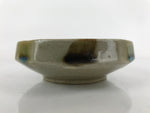 Japanese Oribe Ware Ceramic Bowl Kobachi Vtg Side Dish Beige Green Brown PY992