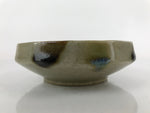 Japanese Oribe Ware Ceramic Bowl Kobachi Vtg Side Dish Beige Green Brown PY992