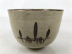 Japanese Oribe Ware Ceramic Yunomi Teacup Vtg Pottery Beige Green Yakimono TC560