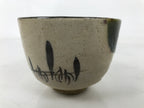 Japanese Oribe Ware Ceramic Yunomi Teacup Vtg Pottery Beige Green Yakimono TC561