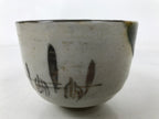 Japanese Oribe Ware Ceramic Yunomi Teacup Vtg Pottery Beige Green Yakimono TC562