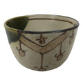 Japanese Oribe Ware Ceramic Yunomi Teacup Vtg Pottery Beige Green Yakimono TC563