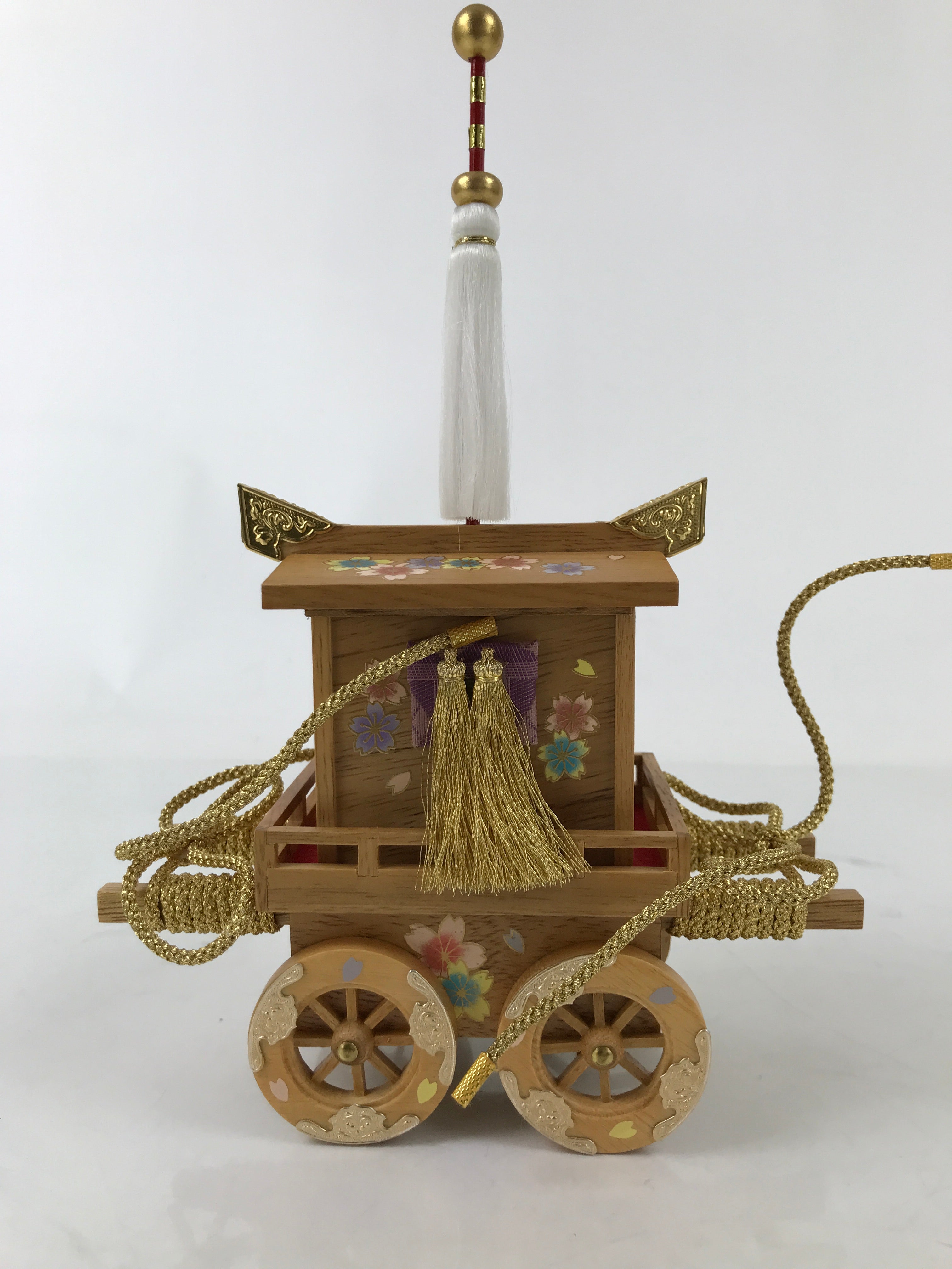 Japanese Ox Cart Go-Shoguruma Vtg Hina Doll Accessory Sakura Wood Metal ID613