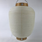 Japanese Paper Chochin Hanging Lantern Vtg Fujihara Big White Black LT87