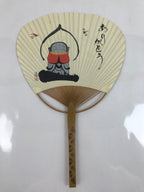 Japanese Paper Fan Fukakusa Uchiwa Bamboo Jizo Statue Dragonfly Thank You U166