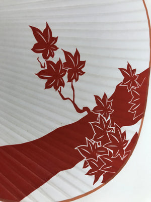 Japanese Paper Fan Fukakusa Uchiwa Bamboo Maple Leaves Momiji Red White U155