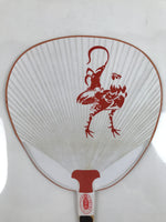 Japanese Paper Fan Fukakusa Uchiwa Bamboo Rooster Ito Jakuchu Red White U156