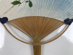 Japanese Paper Fan Fukakusa Uchiwa Bamboo Vtg Brown Bird Pink Camellia U176