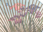 Japanese Paper Fan Fukakusa Uchiwa Bamboo Vtg Iris Ayame Dragonfly Purple U175