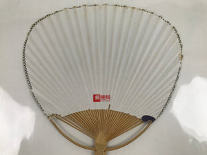 Japanese Paper Fan Fukakusa Uchiwa Bamboo Vtg Morning Glory Goldfish Summer U177