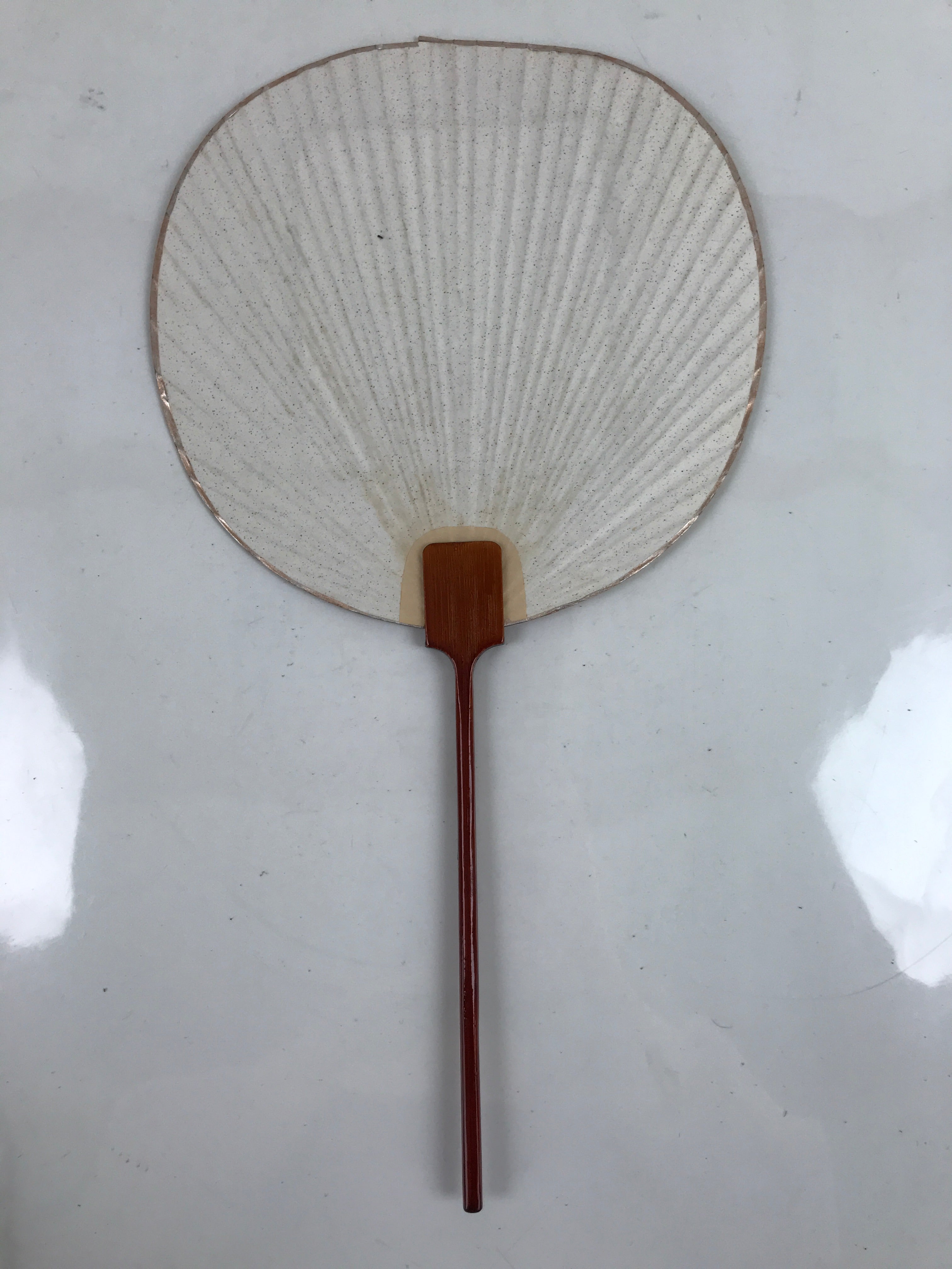 Japanese Paper Fan Uchiwa Vtg Bamboo Frame Calligraphy Foliage Red Gold U183