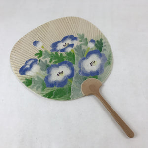 Japanese Paper Fan Uchiwa Vtg Issei Yamauchi Obara Washi Art Nemophila Blue U118