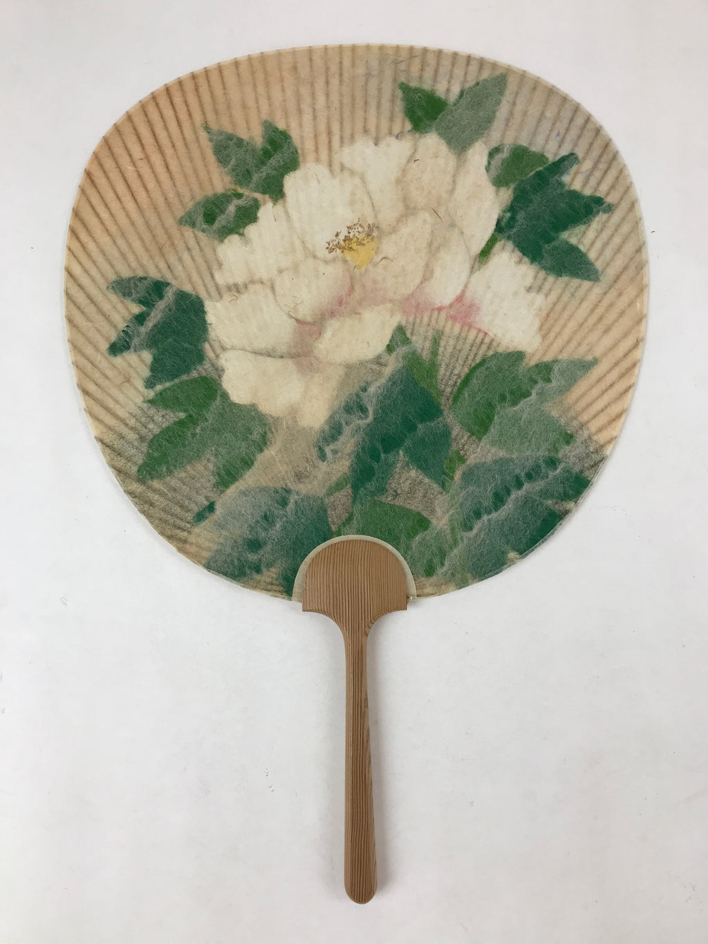 Japanese Paper Fan Uchiwa Vtg Issei Yamauchi Obara Washi Art Peony Flower U117