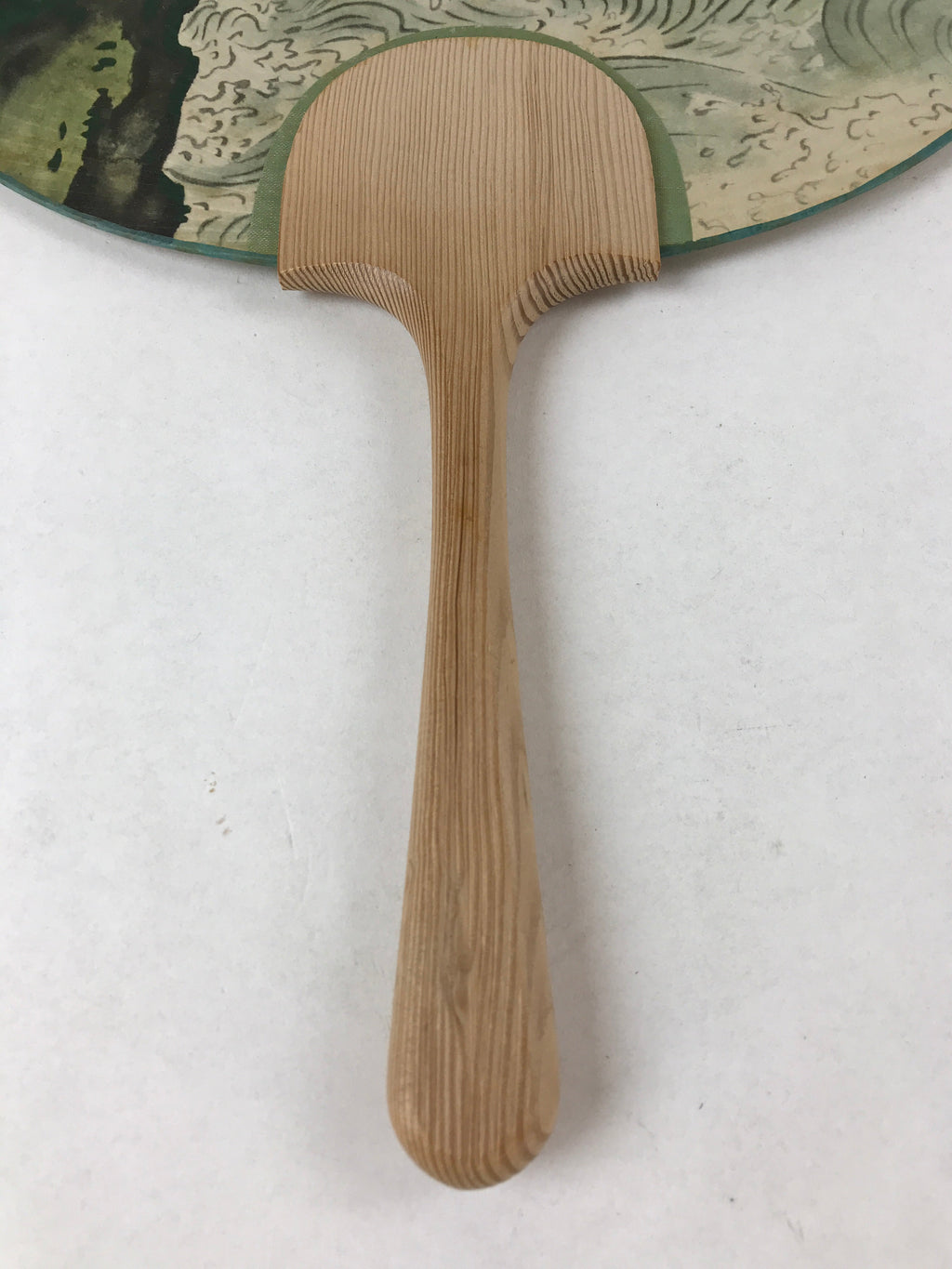 Japanese Paper Fan Uchiwa Vtg Wall Hanger Kodama Kibo Waterfall Pool Green U116