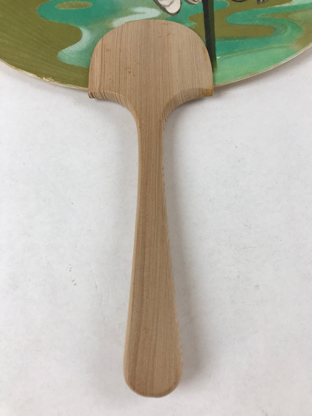 Japanese Paper Fan Uchiwa Vtg Wall Hanger Meiji Hashimoto White Heron Green U115